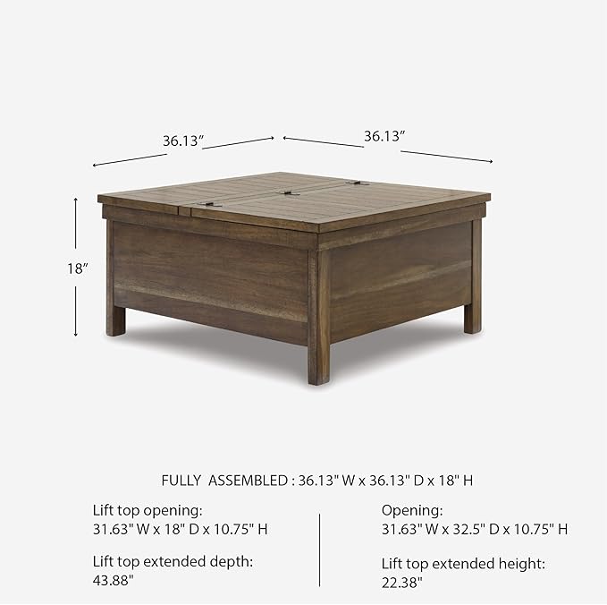 Signature Design by Ashley Moriville Rustic Hinged and Lift Top Cocktail Table - Image 3