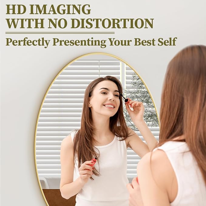 Koonmi Gold Oval Bathroom Mirror, Oval Mirror - Image 2