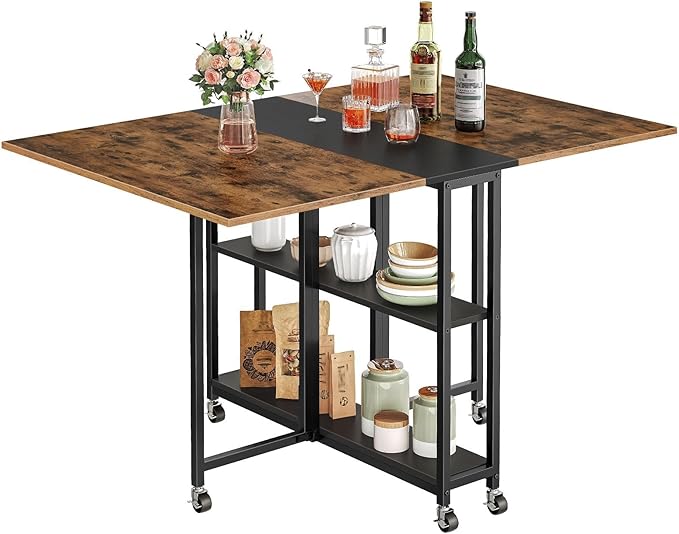 Folding Dining Table, Movable Dining Table, Expandable Kitchen Table, Versatile by Choezon
