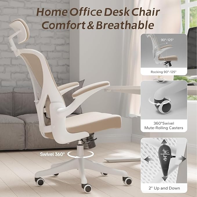 Ergonomic Office Chair with Adjustable Lumbar Support & Flip-Up Armrests - Image 4