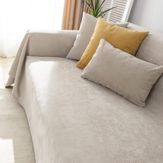 STACYPIK Waterproof Non-Slip Beige Couch Cover - Image 6