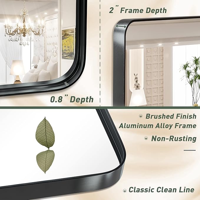 TokeShimi 24 x 32 Inch Black Mirror Wall Mirror - Image 3