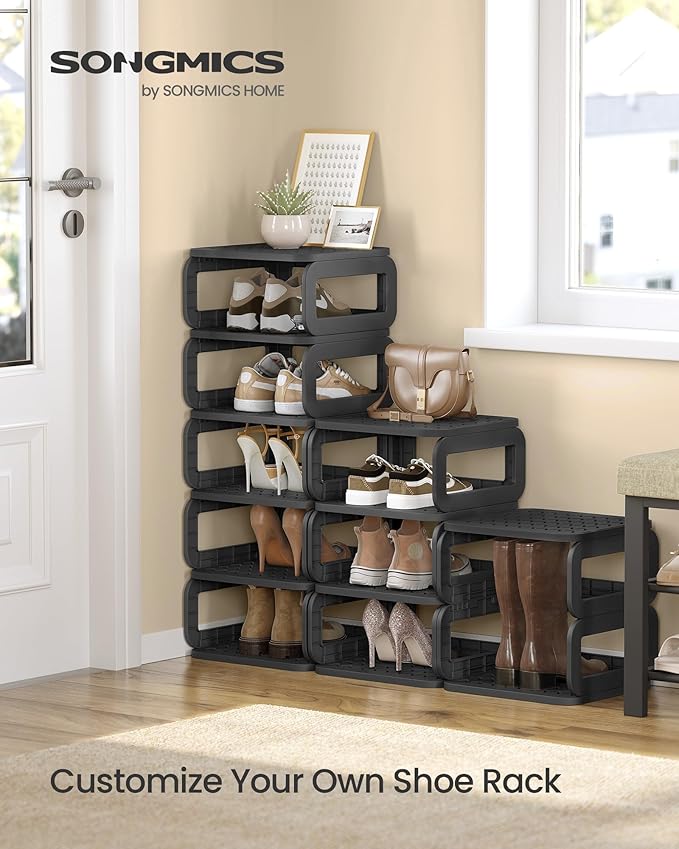 SONGMICS Shoe Rack, Shoe Organizer, 12 Shelves, Shoe Storage, Narrow Shoe Shelf - Image 3