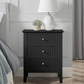OCANDO Fluted Black Nightstand 19", 3 Drawers Night Stand, Bed Side End Table by OCANDO