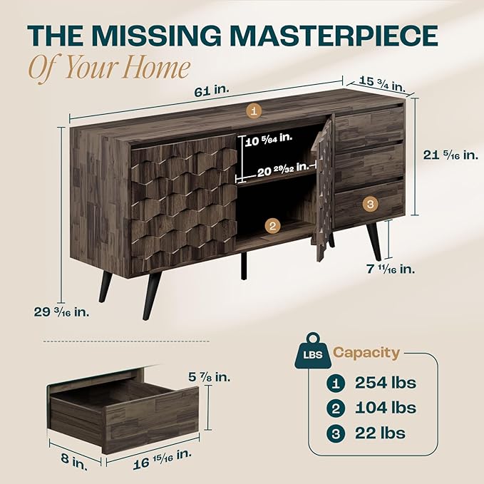 Bme Georgina Solid Wood Sideboard - Image 2