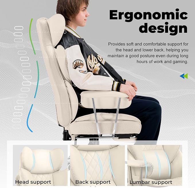 COMHOMA Big and Tall Office Chair, High Back Leather Gaming Chair - Image 3