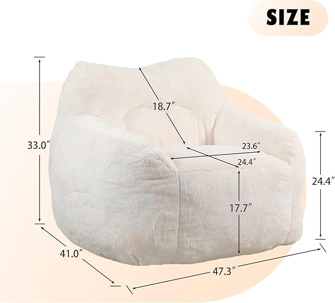 Furniliving Bean Bag Chair, Giant Bean Bag Chair Stuffed Floor Sofa - Image 2