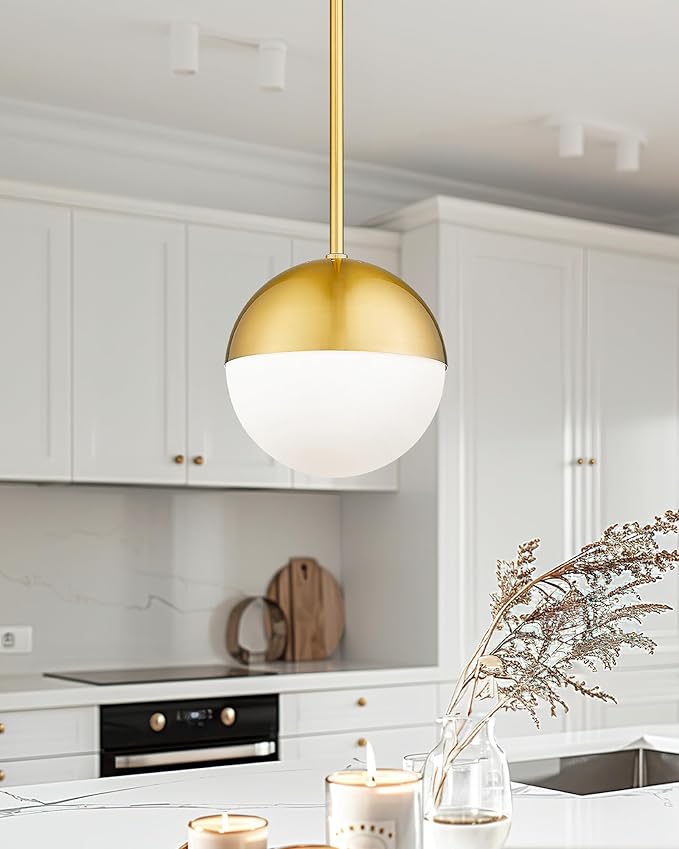 LMS Modern Pendant Lighting Gold Globe Pendant Light Fixture, Mid Century - Image 9