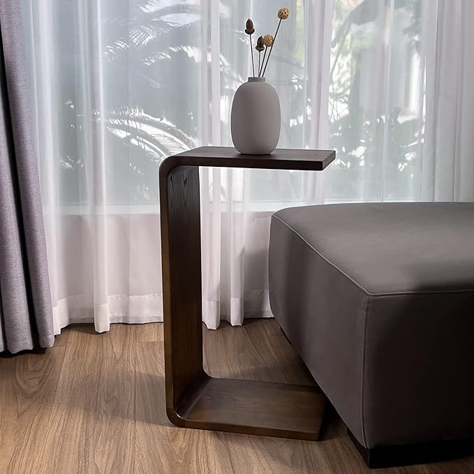 COZYMATIC Carlisha C-Shaped End Table Sofa Table Coffee Table Solid Wood Frame - Image 8