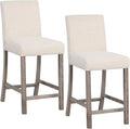 COSTWAY Upholstered Counter Height Stools Set of 2, Bar Stools w/Ergonomic by COSTWAY