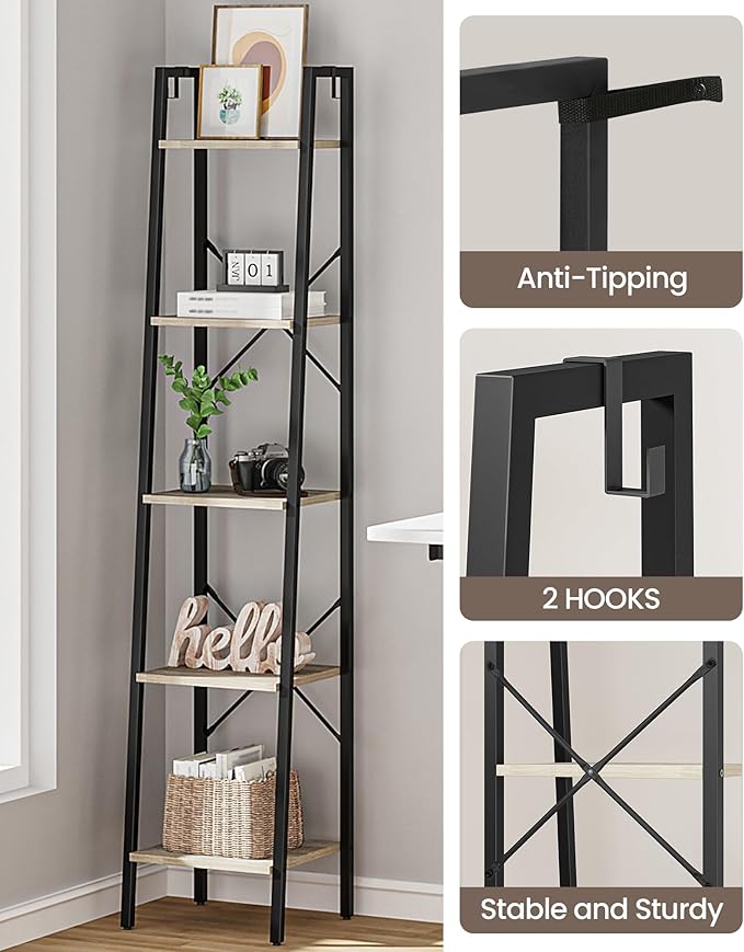 Ladder Shelf, Bookshelf Bookcase, Freestanding Corner Storage Shelve - Image 4