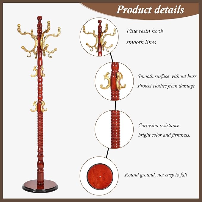 Wooden Coat Rack Freestanding, Vintage Coat Racks - Image 4