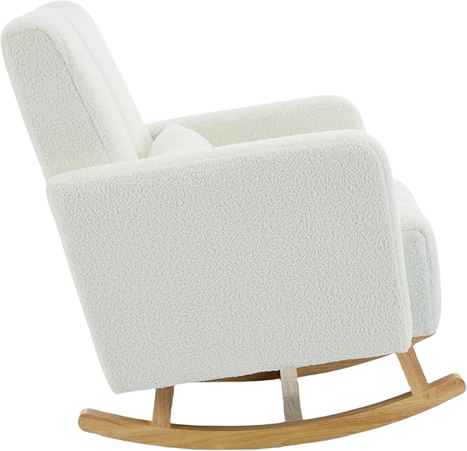 Christopher Knight Home Mapo Wooden Rocking Chair Indoor, Teddy Upholstered - Image 9