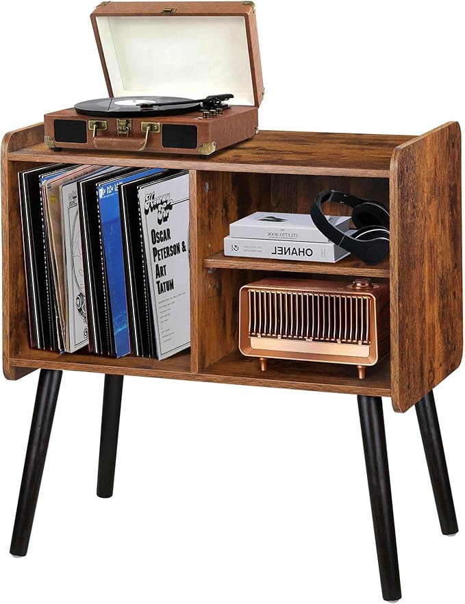 Record Player Stand with Vinyl Record Storage, Mid-Century Turntable Stand by Possile