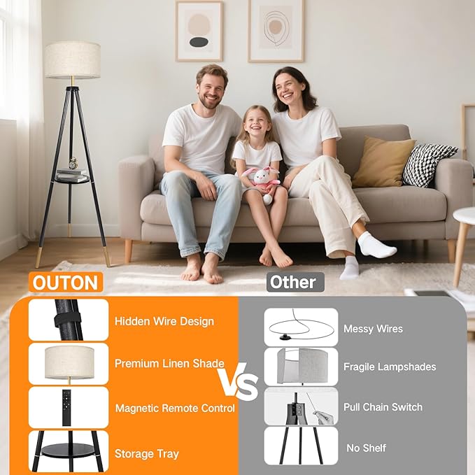 OUTON Wood Tripod Floor Lamp - Image 3