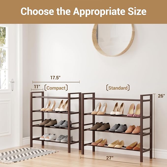 Haddockway Bamboo Shoe Rack for Closet, Free Standing Shoe Organizer - Image 3
