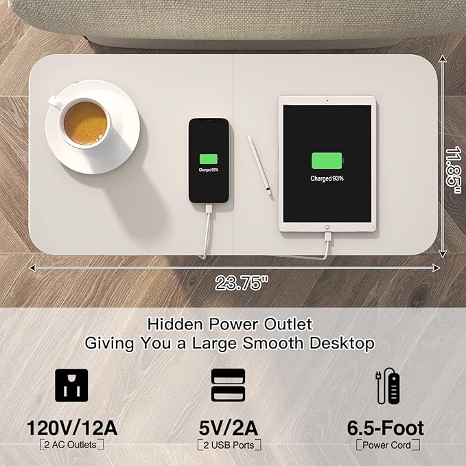 LIDYUK End Table with Charging Station, Flip Top Side Table with USB Ports and - Image 3