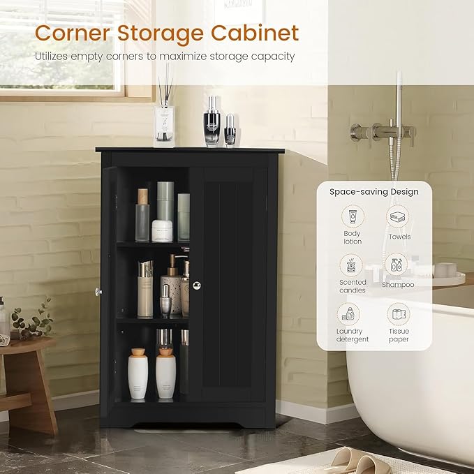 Iwell Corner Cabinet, Corner Bathroom Cabinet - Image 6