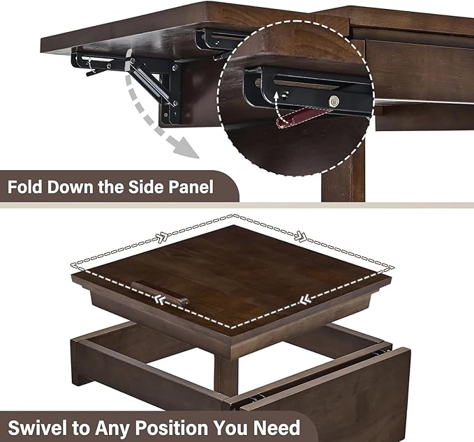 CozyDH Rolling Side Table with Wheels, Adjustable C Shaped End Table - Image 7