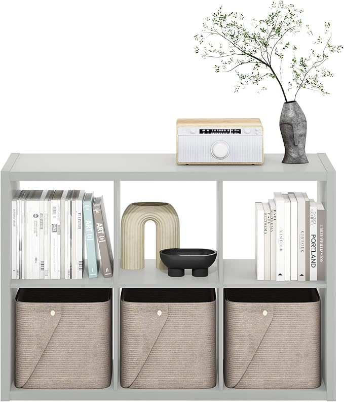 Furinno Cubicle Open Back Decorative Cube Storage Organizer, Light Grey - Image 8