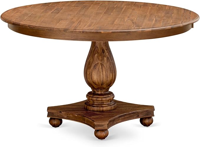F52-0N-TP - Kitchen Table with Acacia Wood Round Tabletop, Antique Walnut Finish - Image 4