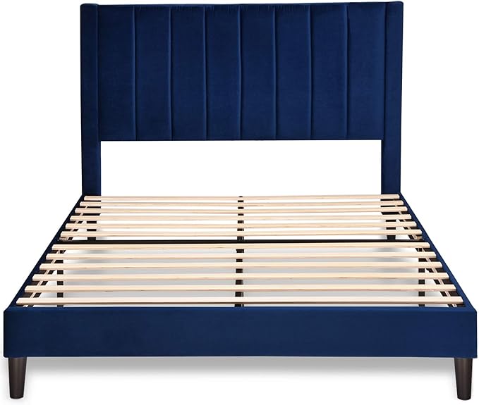 SHA CERLIN Queen Bed Frame/Velvet Upholstered Platform Bed Frame - Image 9