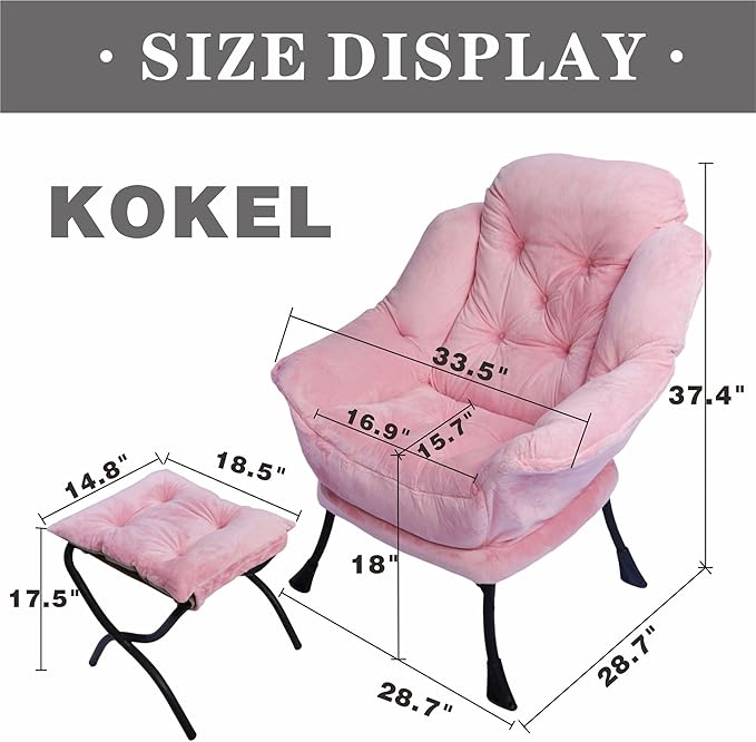 Kokel Lazy Chair with Folding Ottoman, Living Room Chairs - Image 3