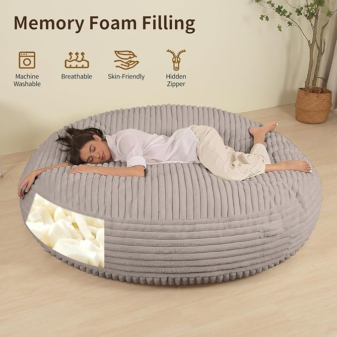 Memory Foam Bean Bag Chair, Bean Bag Bed - Image 3