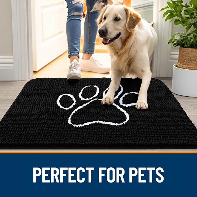 OLANLY Door Mat for Muddy Dog Paws 59x24, Ultra Absorbent Chenille Mud Doormat - Image 6