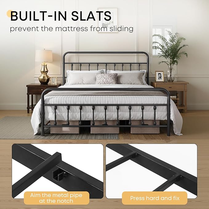 Full Size Bed Frame-Classic Metal Platform Bed Frame Mattress Foundation - Image 5