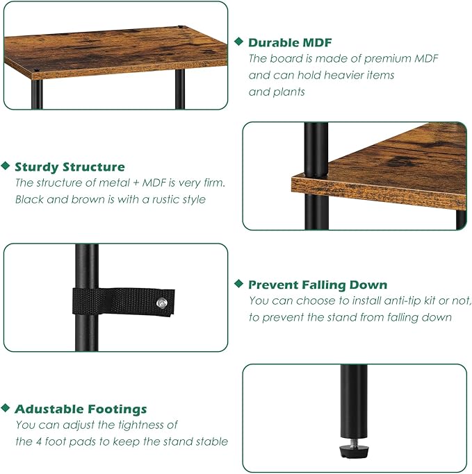 Tall End Table 4 Tier Wood Skinny Side Table Living Room - Image 4