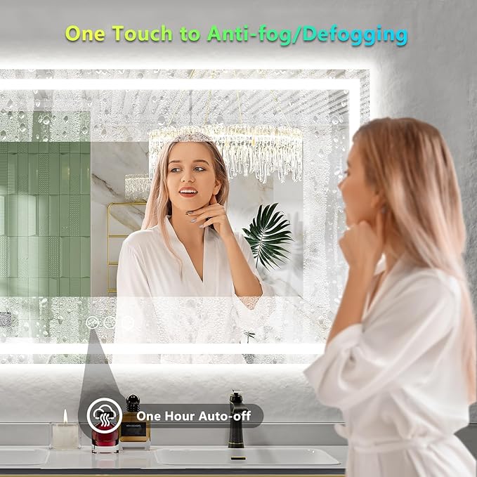 72x40 Inch RGB LED Bathroom Mirror Front Light and RGB Backlit Lighted Vanity - Image 5