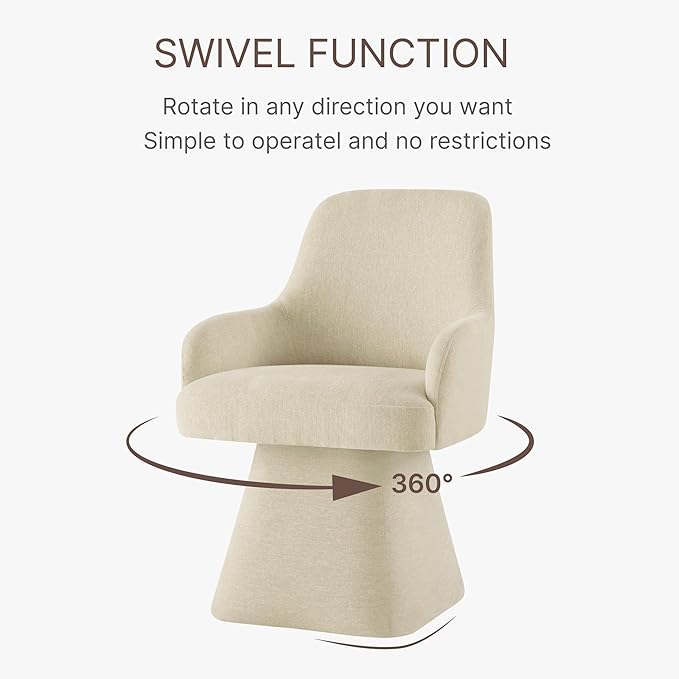 Swivel Dining Chairs Set of 2, Mid Century Modern Chairs Fabric Upholstered - Image 4