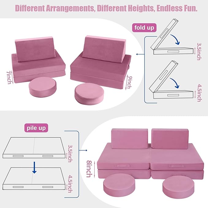 MeMoreCool 8-Piece Modular Kids Play Couch - Image 3