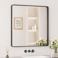 Keonjinn Black Bathroom Mirror for Over Sink, 30 x 30 Inch Rounded Rectangle by Keonjinn
