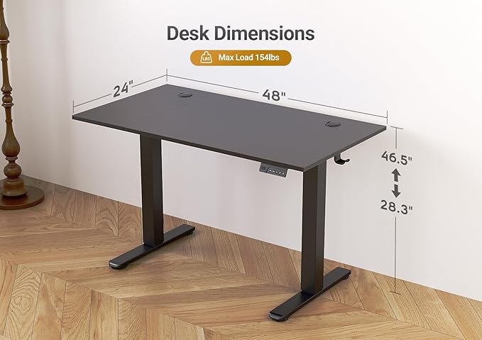 Seang Electric Standing Desk Adjustable Height, 48 x 24 Inch Sit Stand Desk - Image 3