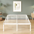 16 Inch White Queen Bed Frame No Box Spring Required, Metal Platform Queen Size by Upcanso