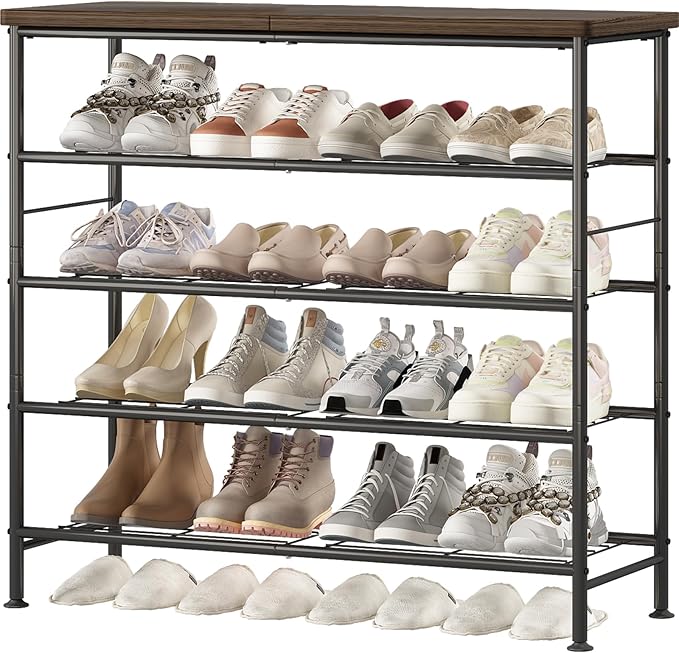 Shoe Rack Organizer 5 Tier for Closet Entryway Free Standing Metal Storage Shoe - Image 7