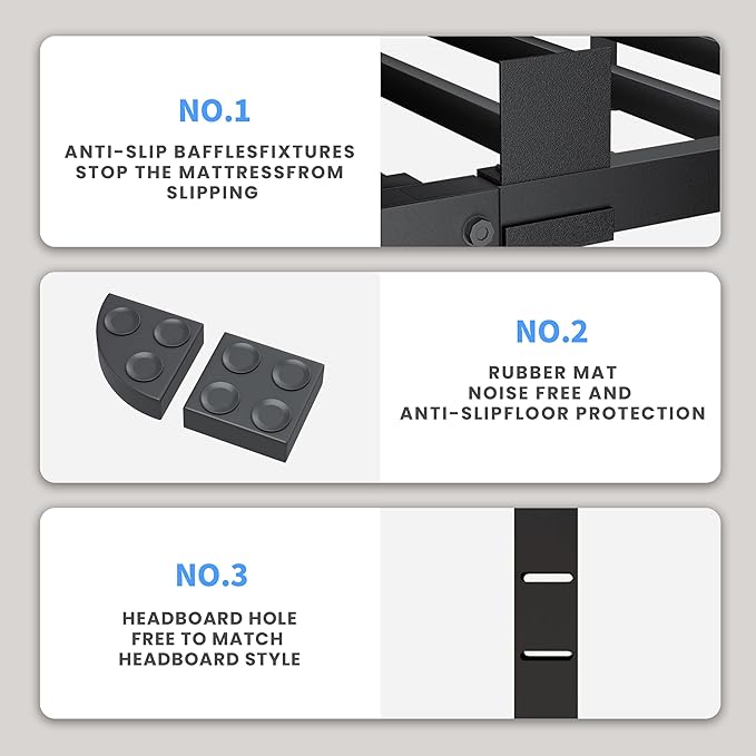 16 Inch Queen Bed Frame, 3500Lbs Heavy Duty Metal Platform - Image 5