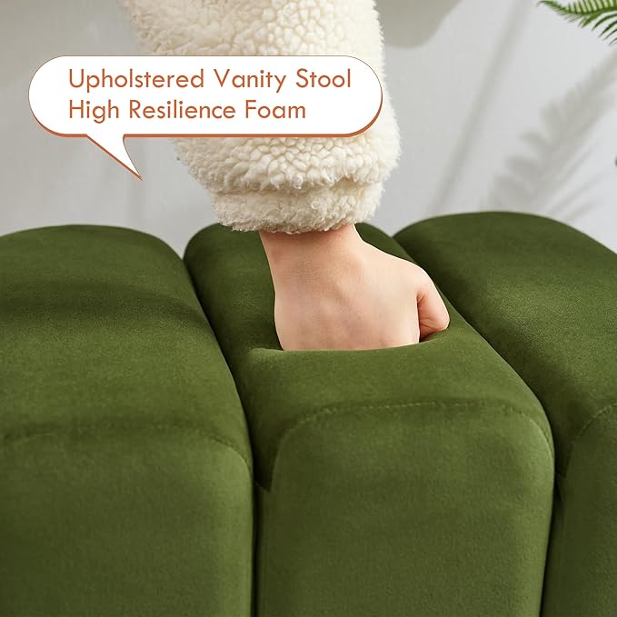 ONEVOG 18" Large Square Ottoman Foot Rest, Olive Green Velvet Fabric - Image 3