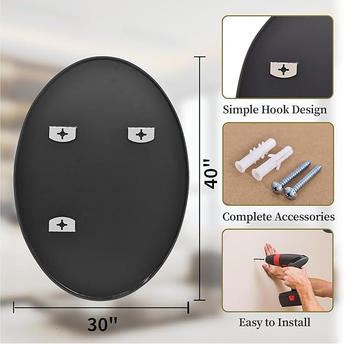 Koonmi Black Oval Bathroom Mirror, Oval Mirror - Image 6