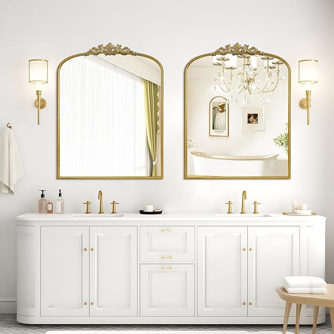 WallBeyond Gold Vintage Mirror for Vanity 28x36 Inch, Arched Vintage Wall - Image 5
