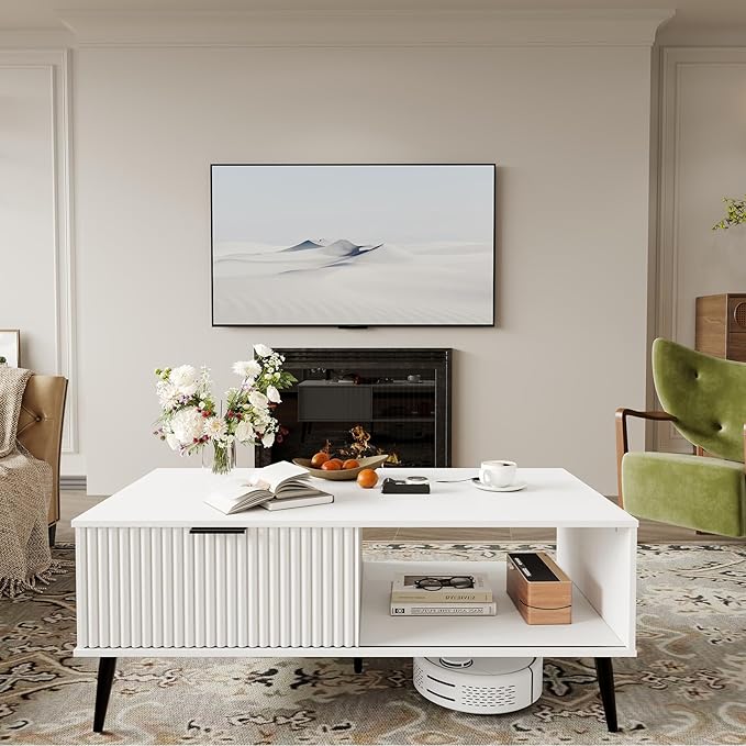 41.34''D Coffee Table, 2-Tiers Farmhouse Coffee Tables - Image 3