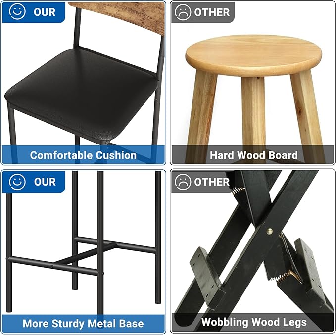 GarveeHome Bar Stools Set of 4, Upholstered Counter Height Bar Stools - Image 5