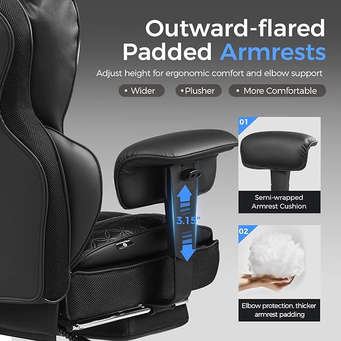 GTRACING Big and Tall Gaming Chair 400lbs Heavy Duty Office Chair - Image 6