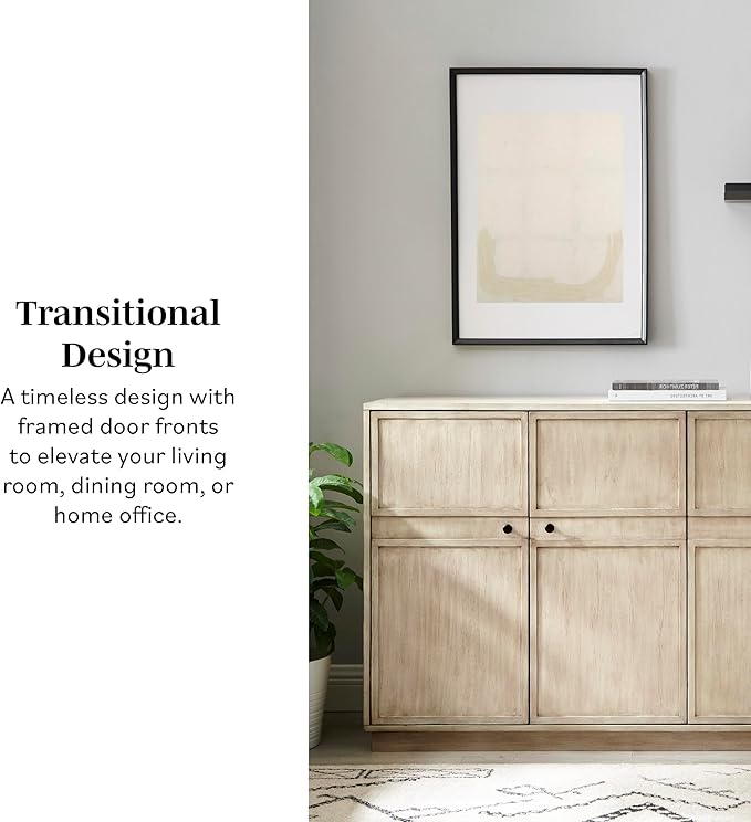 Walker Edison Alden Versatile 4 Door Framed-Storage-Sideboard, 62 Inch - Image 4