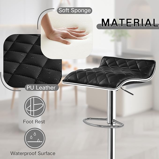 VECELO Adjustable Bar Stools Set of 2, Bar Height Stools - Image 4