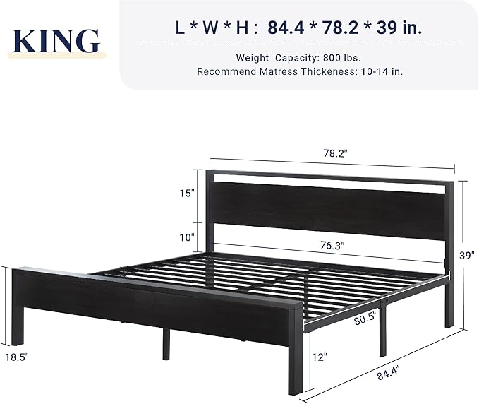 Allewie King Size Platform Bed Frame - Image 2