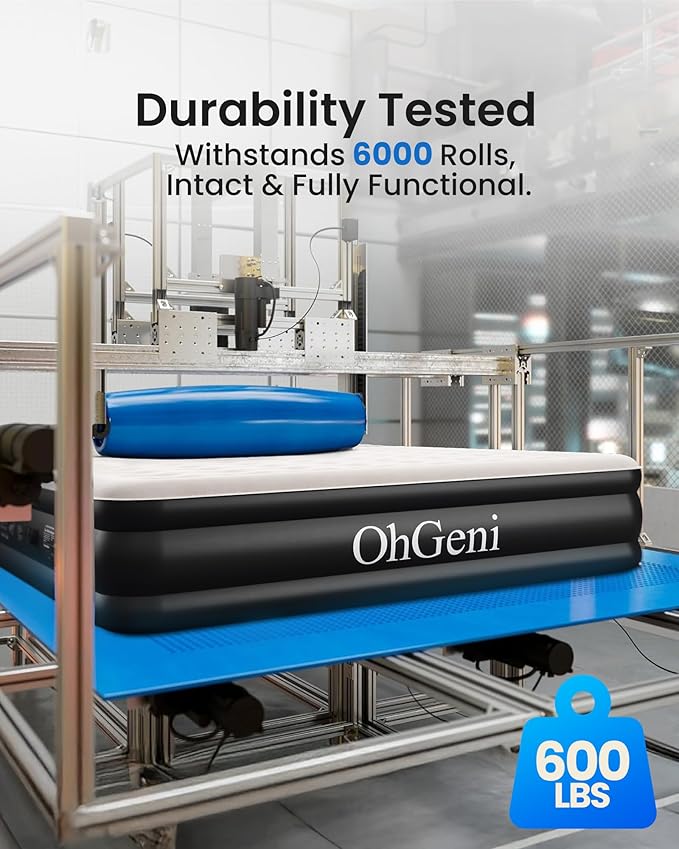 OhGeni Air Mattress Full with Built-in Pump, Portable Bed - Image 5