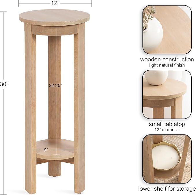 Kate and Laurel Foxford Modern Tiered Round Drink Table, Light Natural - Image 3